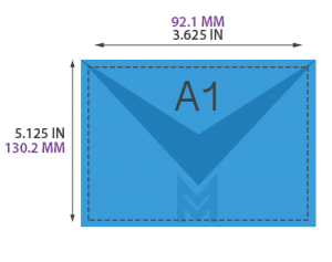 A1 Envelope Size 3.625 inches x 5.125 inches or 92.1 mm x 130.2 mm